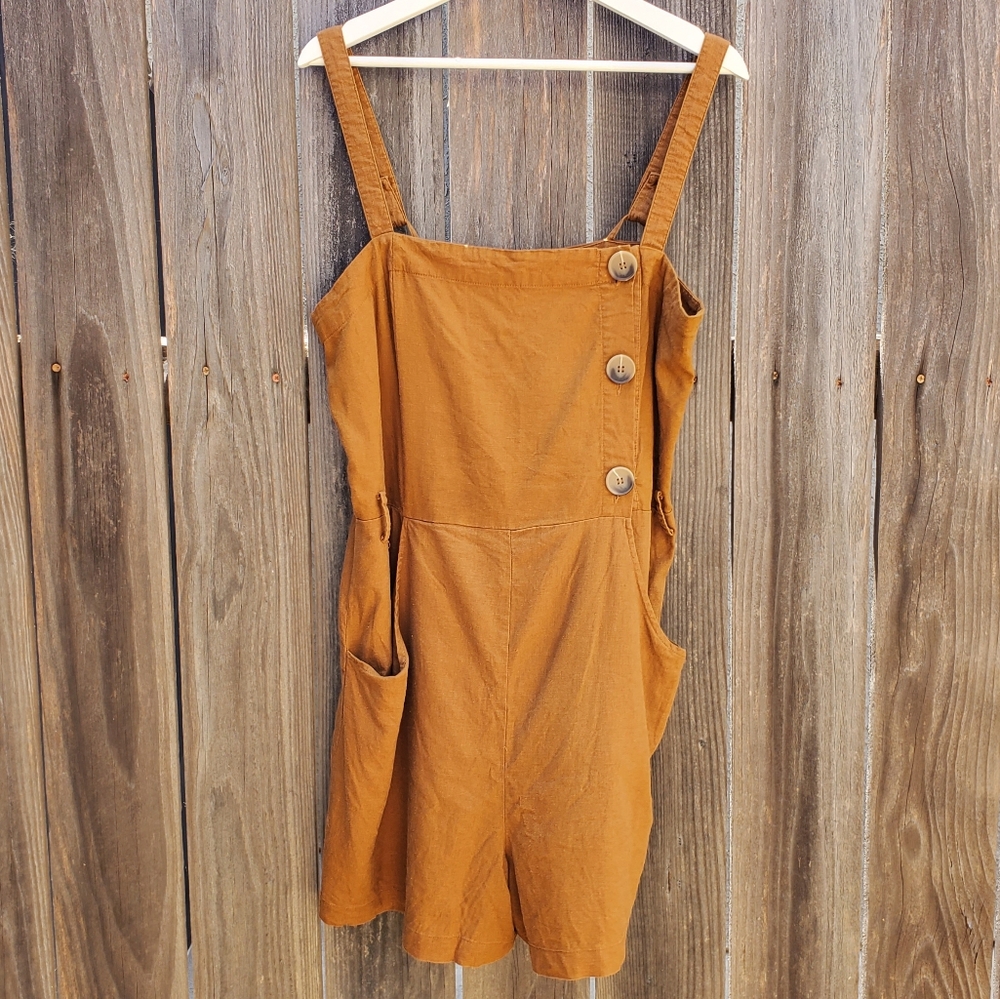 Happy × Nature Kate Hudson Linen Shorts Jumpsuit Overall Romper - Picture 2 of 9